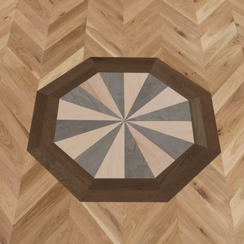 wooden floor with patterns with multiple colors